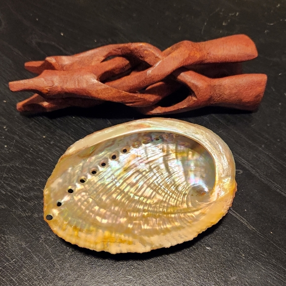 Abalone Shell with Wooden Stand - Picture 3 of 6